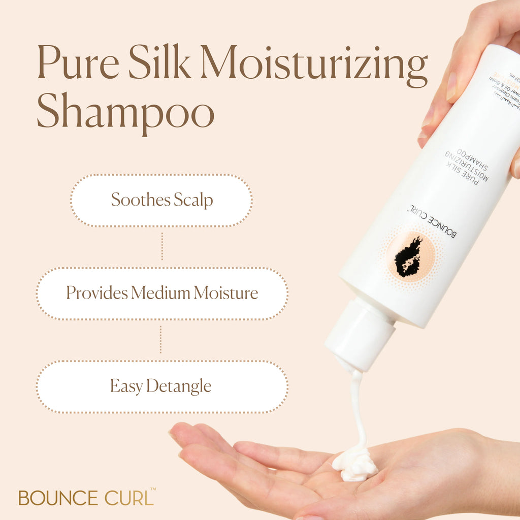 Bounce Curl Pure Silk Moisturizing Shampoo - key benefits with Sunflower Oil Biotin and Pro-Vitamin B5