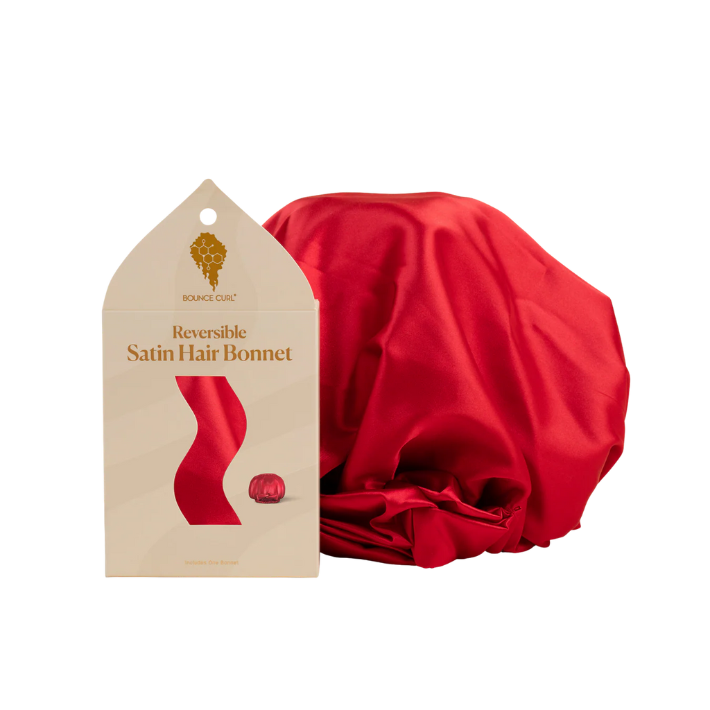 Bounce Curl Reversible Satin Hair Bonnet - Red